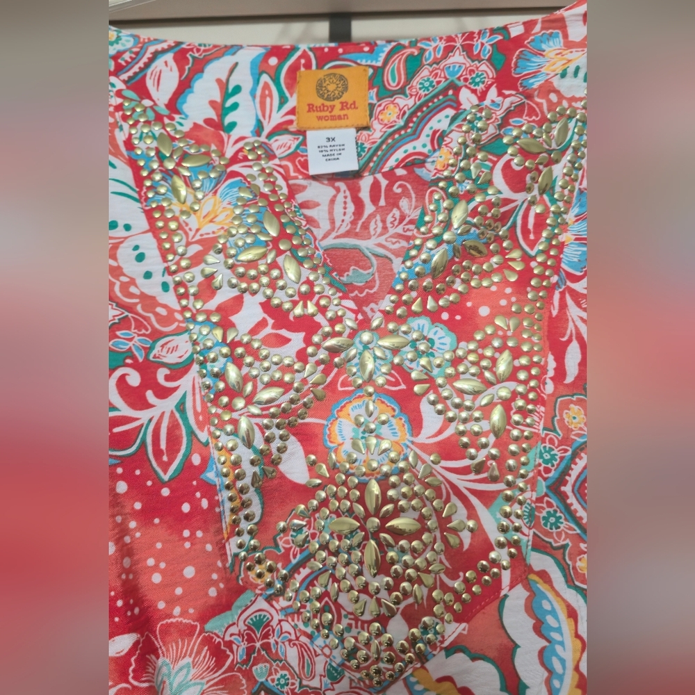 Ruby Rd. Colorful Floral Tunic - Picture 6 of 7